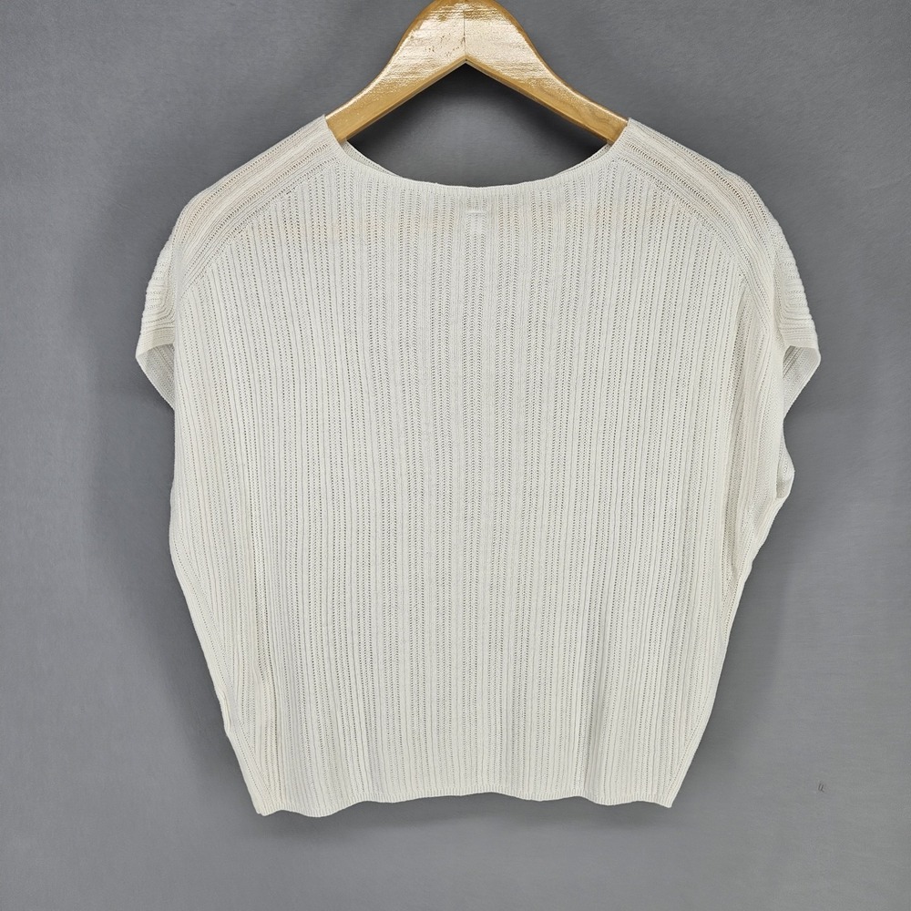 Uniqlo Knit Top Womens XS Off White Ribbed Dolman Sleeve Boat Neck Sweater - Picture 5 of 8
